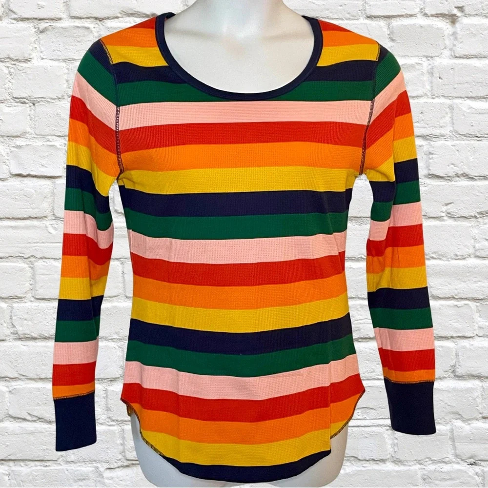 Old Navy Waffle-Knit Rainbow Stripe Top